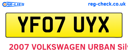 YF07UYX are the vehicle registration plates.