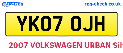 YK07OJH are the vehicle registration plates.