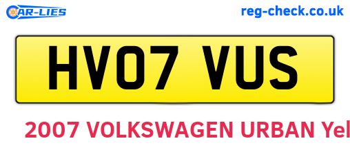 HV07VUS are the vehicle registration plates.