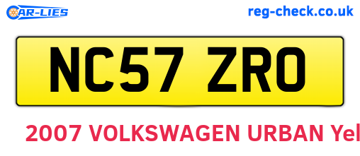 NC57ZRO are the vehicle registration plates.