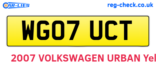 WG07UCT are the vehicle registration plates.