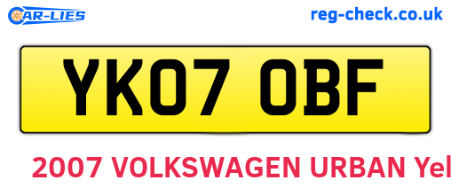 YK07OBF are the vehicle registration plates.
