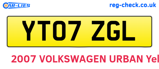 YT07ZGL are the vehicle registration plates.