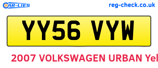 YY56VYW are the vehicle registration plates.