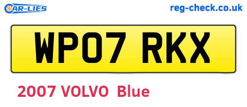 WP07RKX are the vehicle registration plates.