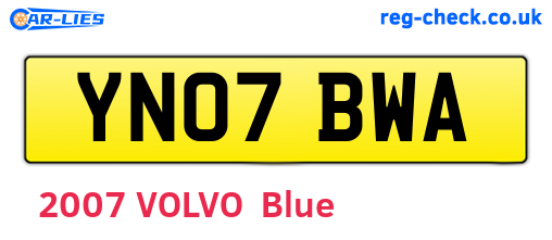 YN07BWA are the vehicle registration plates.