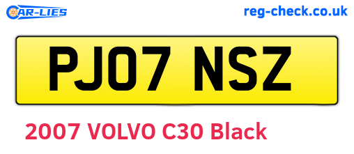 PJ07NSZ are the vehicle registration plates.