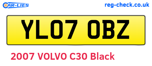 YL07OBZ are the vehicle registration plates.