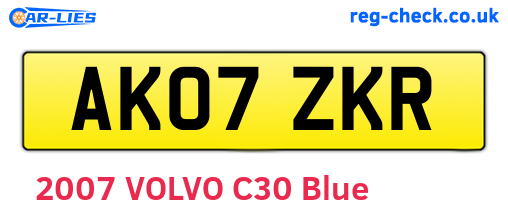 AK07ZKR are the vehicle registration plates.