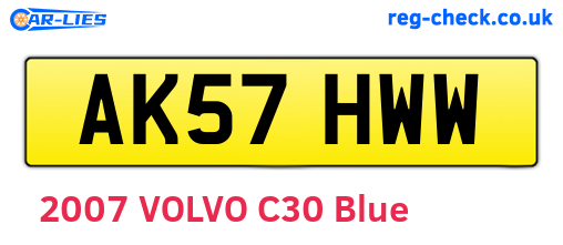 AK57HWW are the vehicle registration plates.