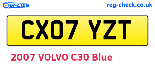 CX07YZT are the vehicle registration plates.