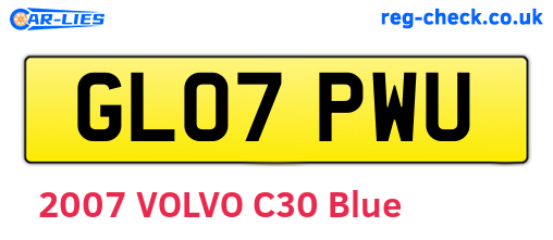 GL07PWU are the vehicle registration plates.