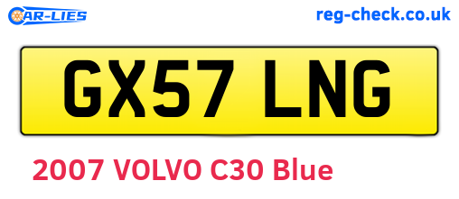 GX57LNG are the vehicle registration plates.