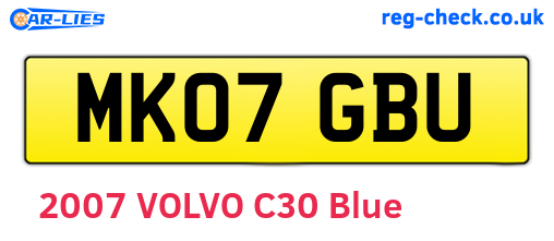 MK07GBU are the vehicle registration plates.