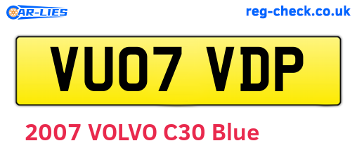 VU07VDP are the vehicle registration plates.