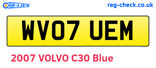 WV07UEM are the vehicle registration plates.