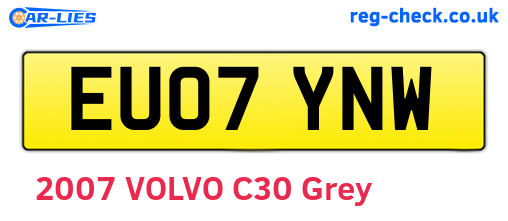 EU07YNW are the vehicle registration plates.