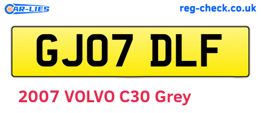 GJ07DLF are the vehicle registration plates.