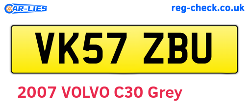 VK57ZBU are the vehicle registration plates.
