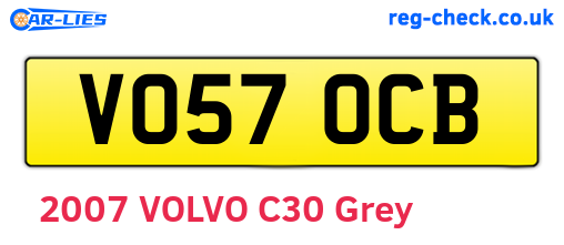 VO57OCB are the vehicle registration plates.