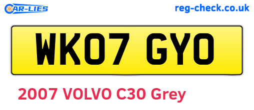 WK07GYO are the vehicle registration plates.