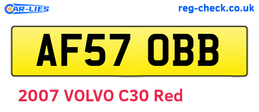 AF57OBB are the vehicle registration plates.