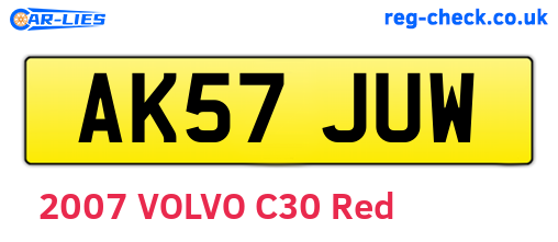AK57JUW are the vehicle registration plates.