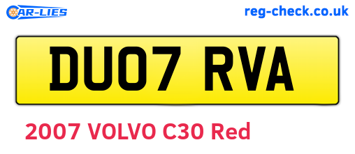 DU07RVA are the vehicle registration plates.