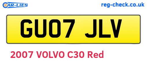 GU07JLV are the vehicle registration plates.