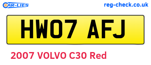 HW07AFJ are the vehicle registration plates.