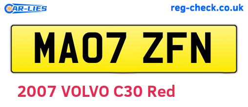MA07ZFN are the vehicle registration plates.