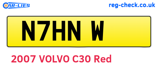 N7HNW are the vehicle registration plates.