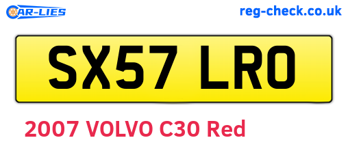 SX57LRO are the vehicle registration plates.