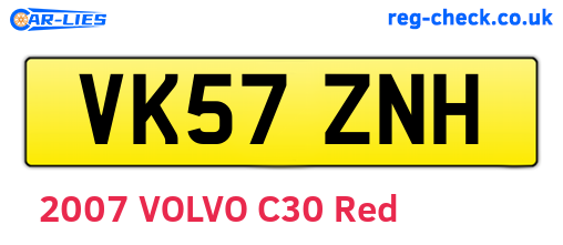 VK57ZNH are the vehicle registration plates.