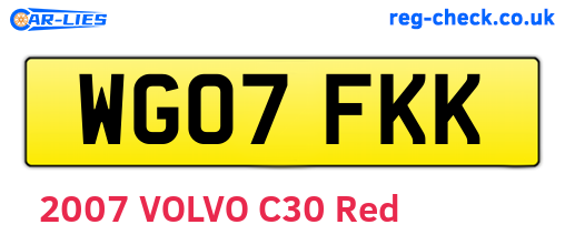 WG07FKK are the vehicle registration plates.