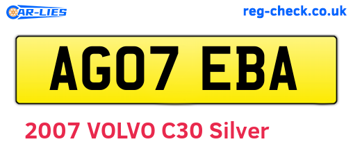 AG07EBA are the vehicle registration plates.
