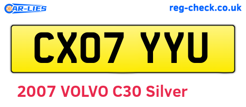 CX07YYU are the vehicle registration plates.