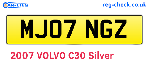 MJ07NGZ are the vehicle registration plates.