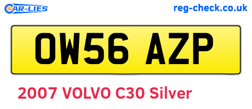 OW56AZP are the vehicle registration plates.
