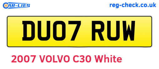 DU07RUW are the vehicle registration plates.