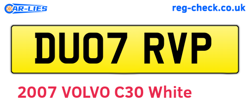 DU07RVP are the vehicle registration plates.