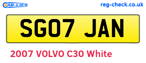 SG07JAN are the vehicle registration plates.