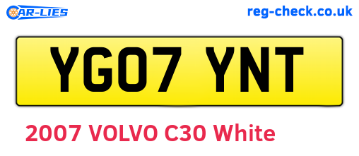 YG07YNT are the vehicle registration plates.