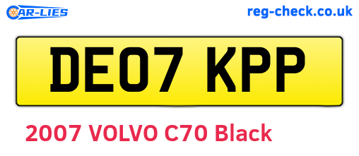 DE07KPP are the vehicle registration plates.