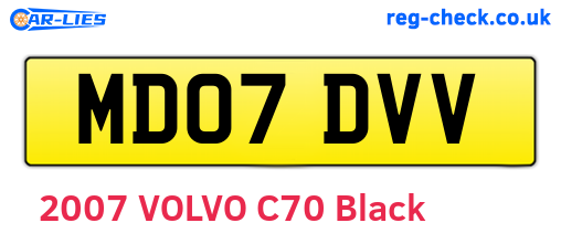 MD07DVV are the vehicle registration plates.