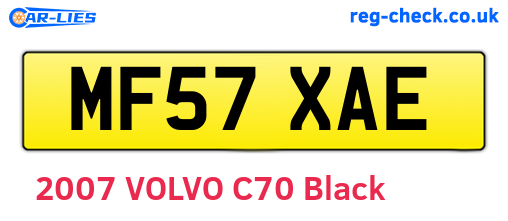 MF57XAE are the vehicle registration plates.