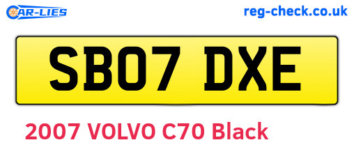 SB07DXE are the vehicle registration plates.