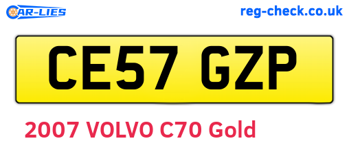CE57GZP are the vehicle registration plates.
