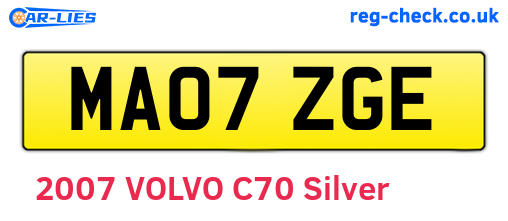 MA07ZGE are the vehicle registration plates.