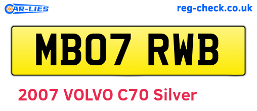 MB07RWB are the vehicle registration plates.